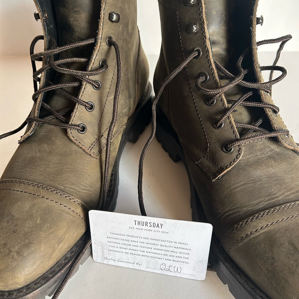 Thursday Men's Dark Olive Brown Leather Boots - Picture 16 of 16